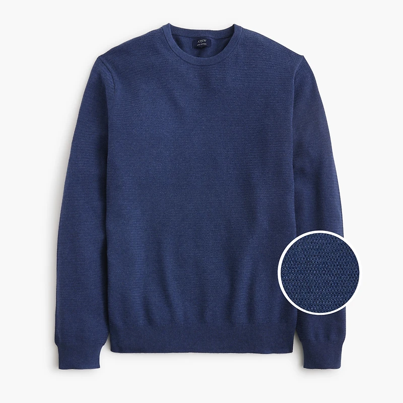 Long-sleeve basketweave crewneck sweater