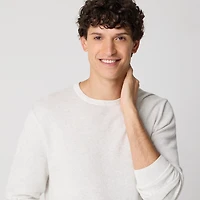 Long-sleeve basketweave crewneck sweater