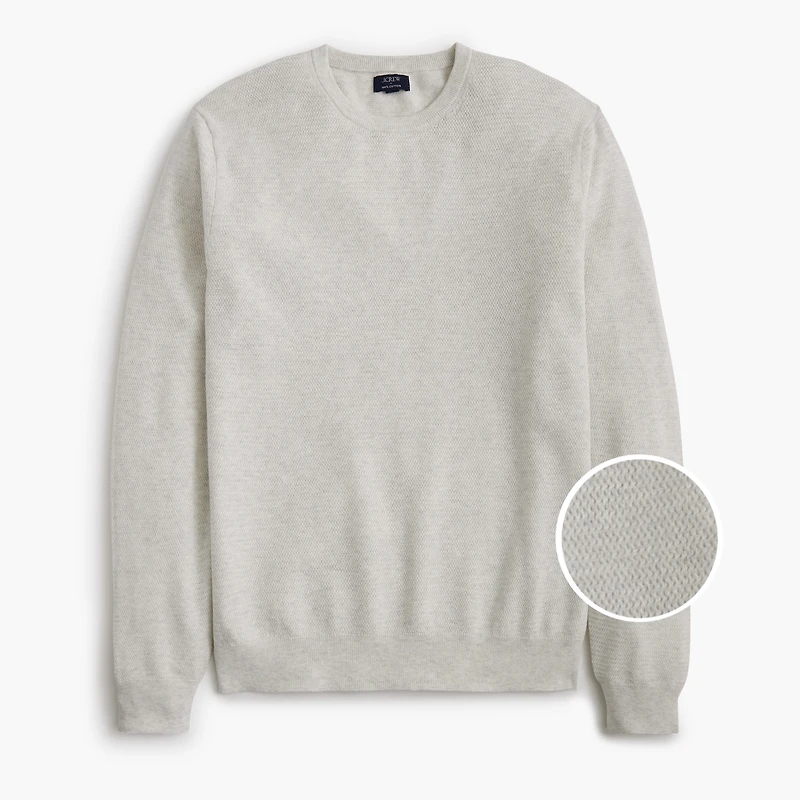 Long-sleeve basketweave crewneck sweater