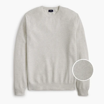 Long-sleeve basketweave crewneck sweater