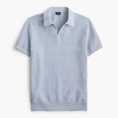 Textured johnny-collar sweater-polo