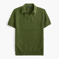 Textured Johnny-collar sweater polo