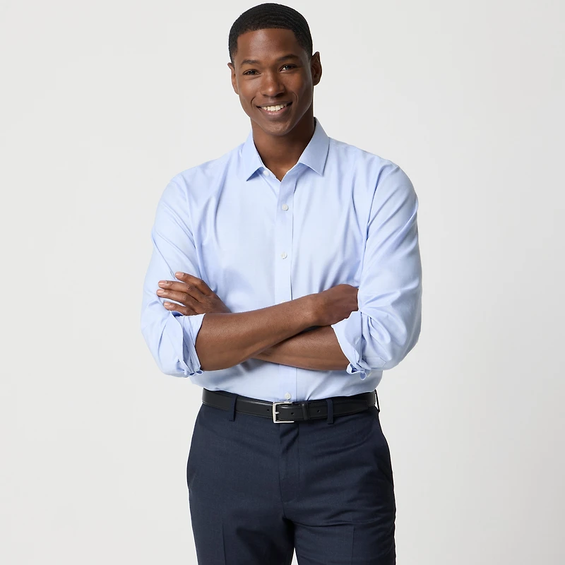 Wrinkle-free dobby dress shirt