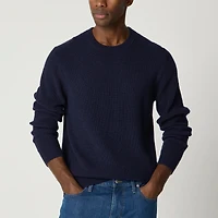 Shaker-stitch crewneck sweater