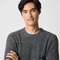 Marled shaker-stitch crewneck sweater