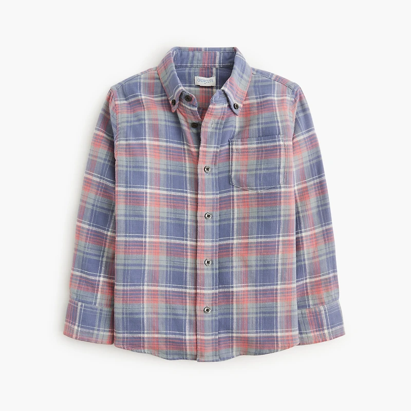 Boys' long-sleeve slub dobby washed shirt