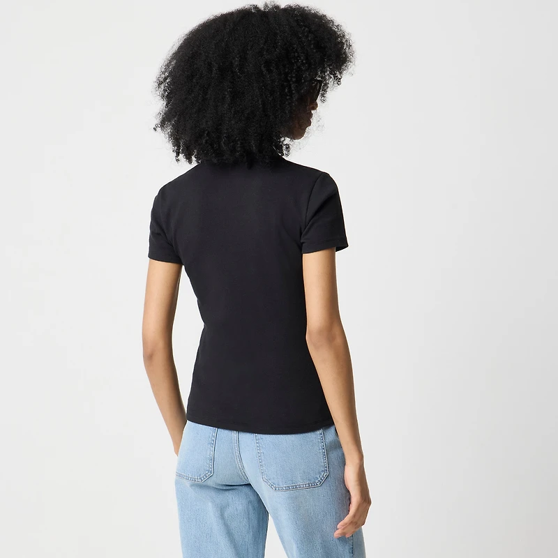 Ribbed button-up polo top