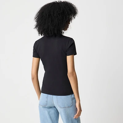 Ribbed button-up polo top