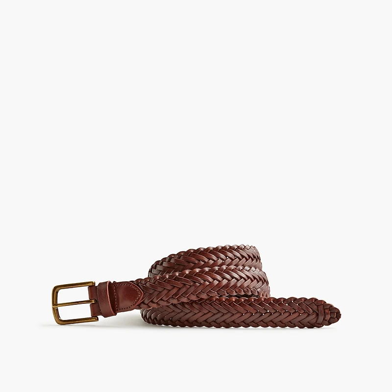 Leather braided belt