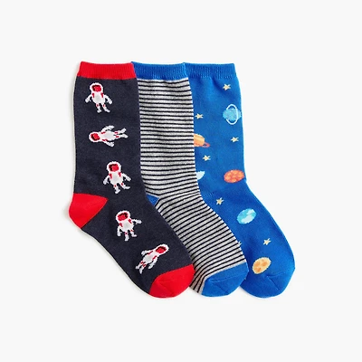 Boys' space socks pack-of-three