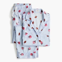 Short-sleeve printed woven top and cropped pant pajama set