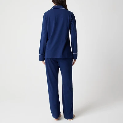 Long-sleeve knit top and pant pajama set