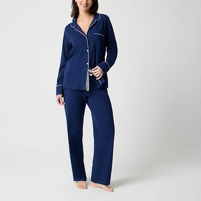 Long-sleeve knit top and pant pajama set