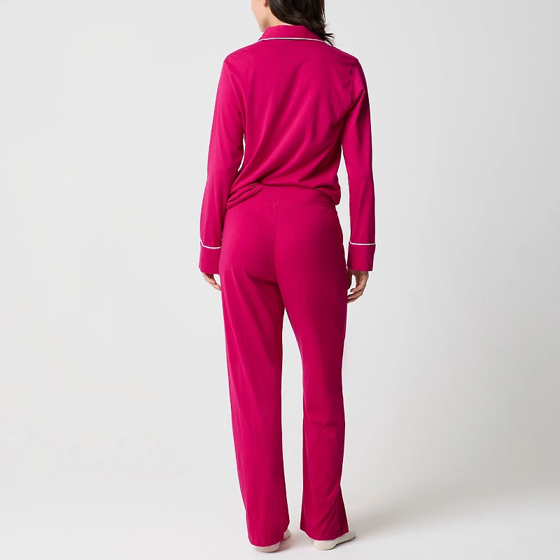 Long-sleeve knit top and pant pajama set