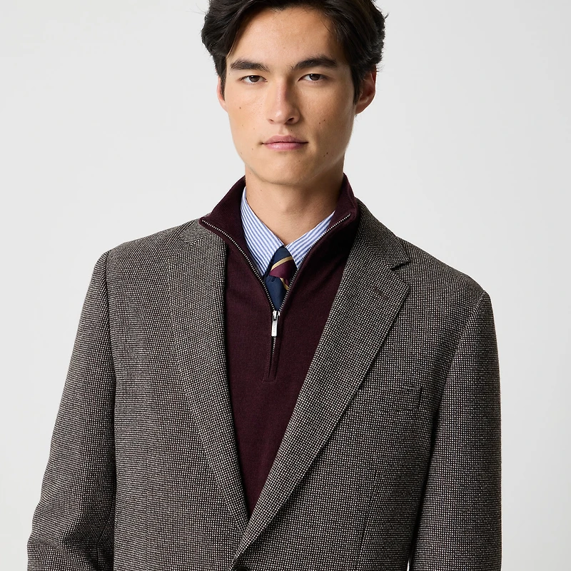 Slim-fit wool-blend dobby blazer