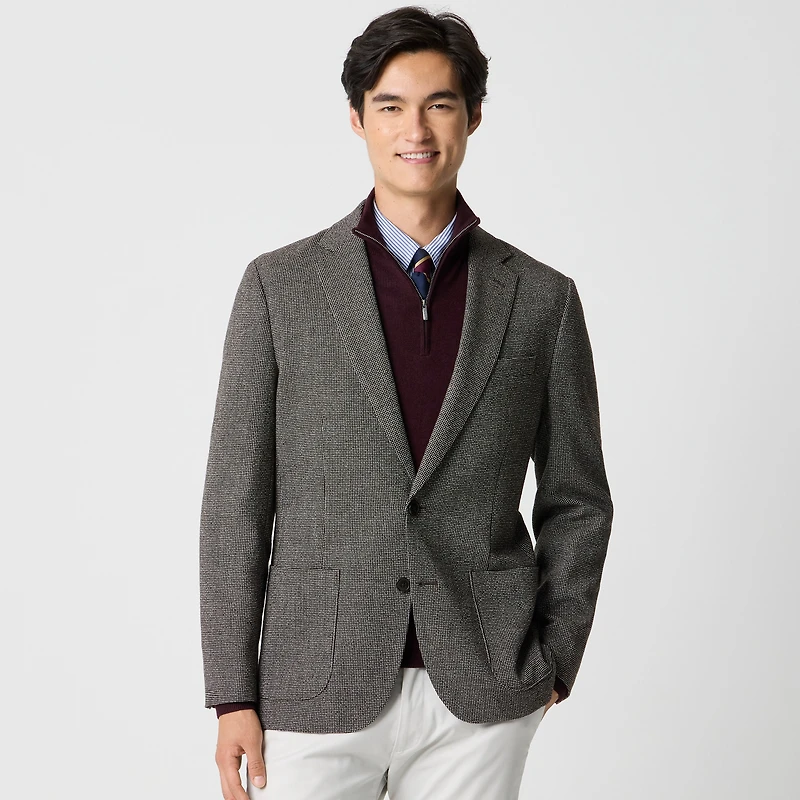 Slim-fit wool-blend dobby blazer