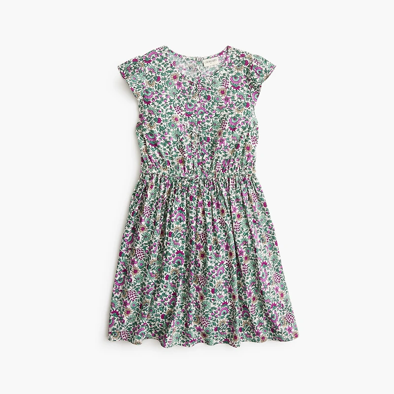 Girls' floral bow-front dress