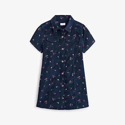 Girls' floral corduroy dress