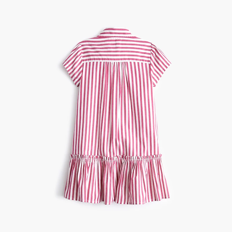 Girls' striped drop-waist shirt-dress