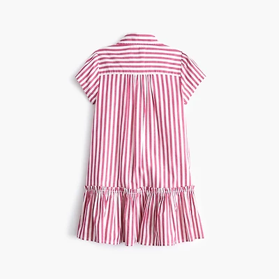 Girls' striped drop-waist shirt-dress