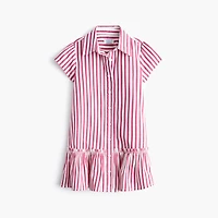 Girls' striped drop-waist shirt-dress