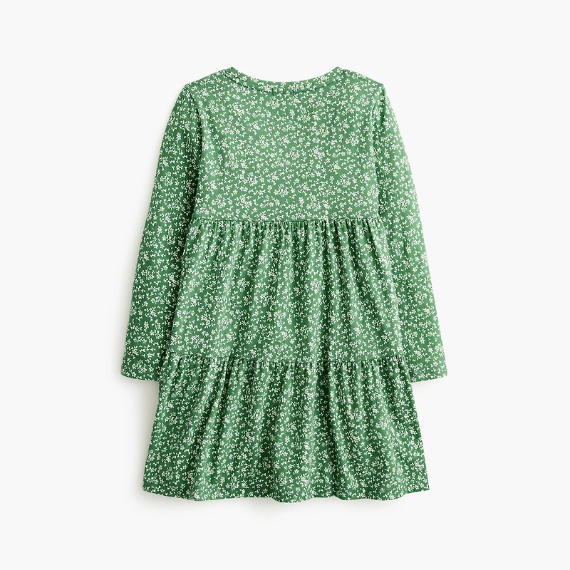 Girls' floral tiered knit dress