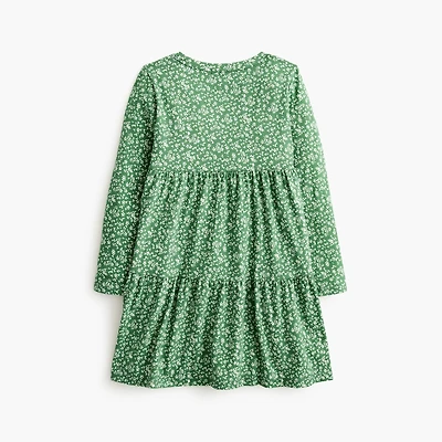 Girls' floral tiered knit dress