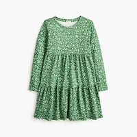 Girls' floral tiered knit dress