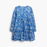 Girls' bow tiered knit dress