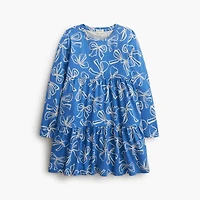 Girls' bow tiered knit dress