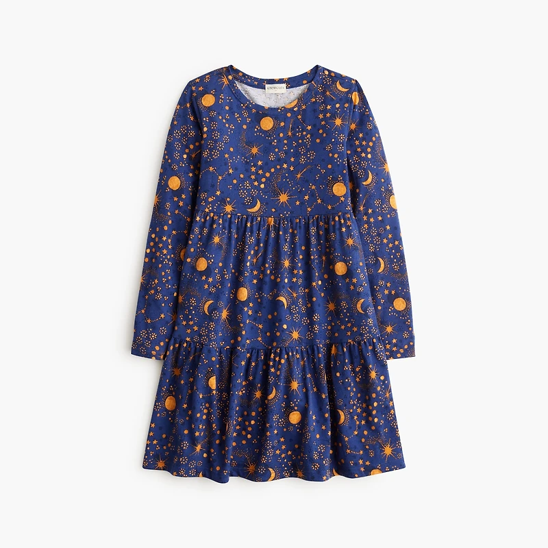 Girls' knit constellations tiered dress