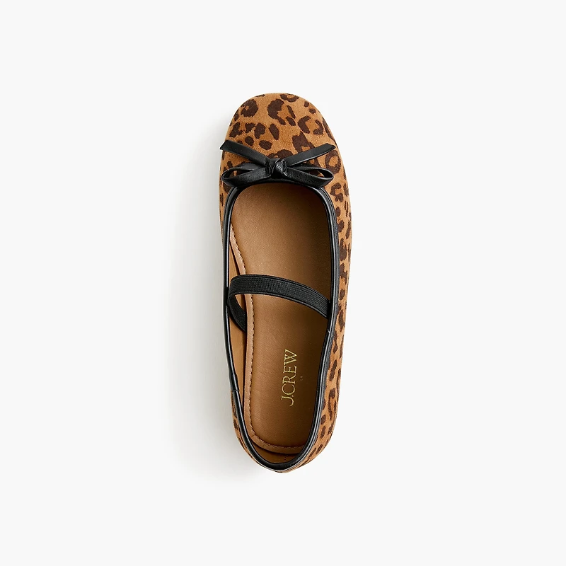 Girls' leopard ballet flats