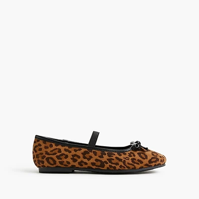 Girls' leopard ballet flats