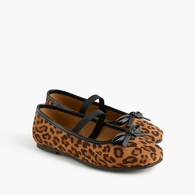 Girls' leopard ballet flats
