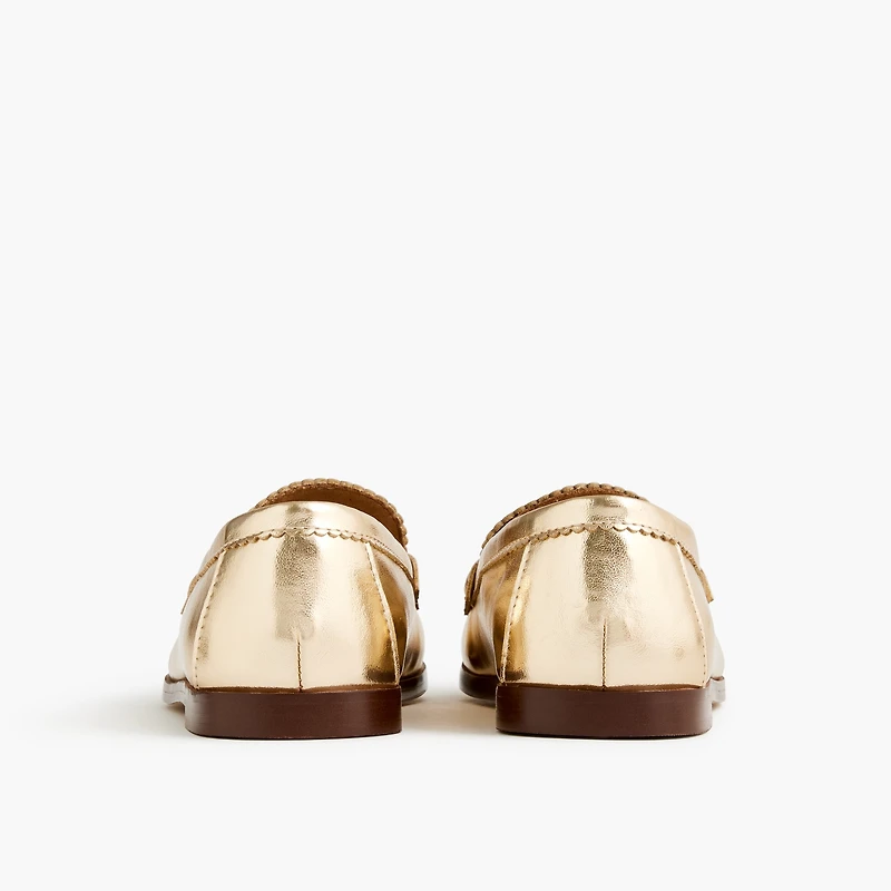 Girls' gold heart loafers