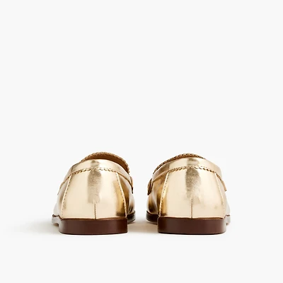 Girls' gold heart loafers