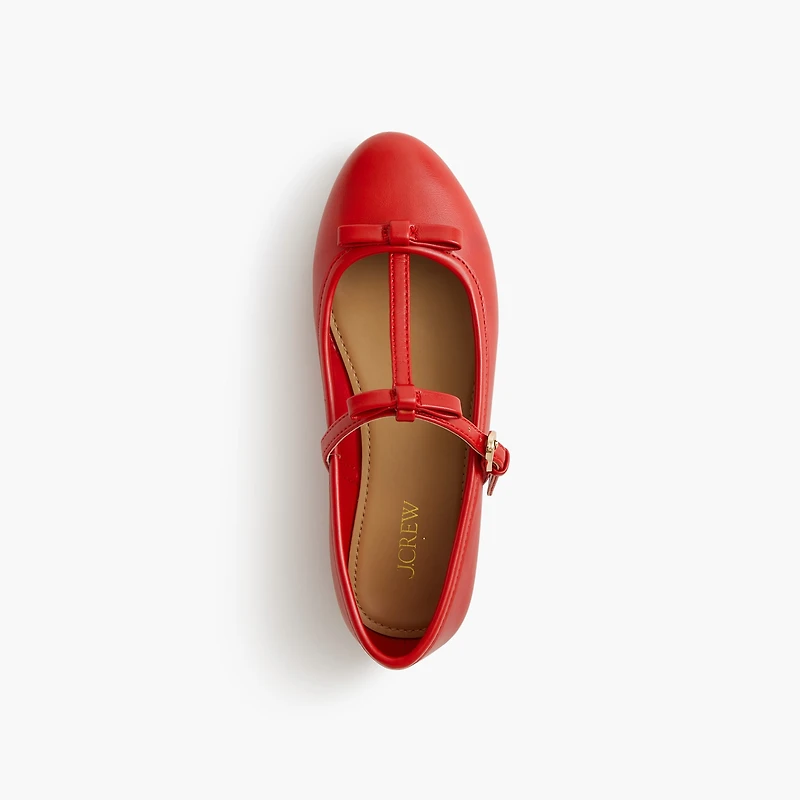 Girls' bow T-strap Mary Jane flats