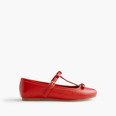 Girls' bow T-strap Mary Jane flats