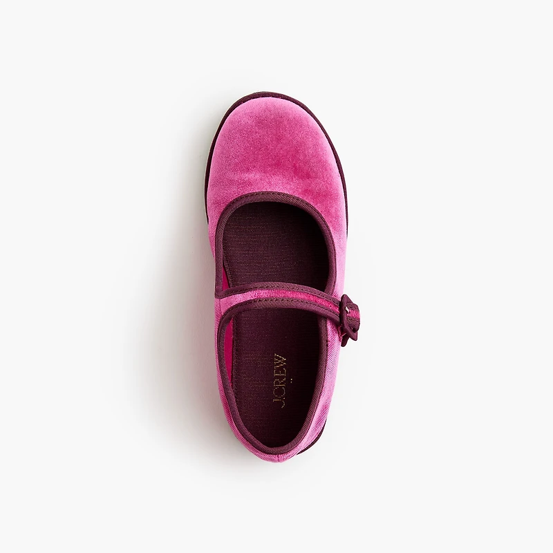 Girls' velvet Mary Jane flats