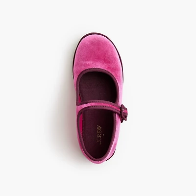 Girls' velvet Mary Jane flats