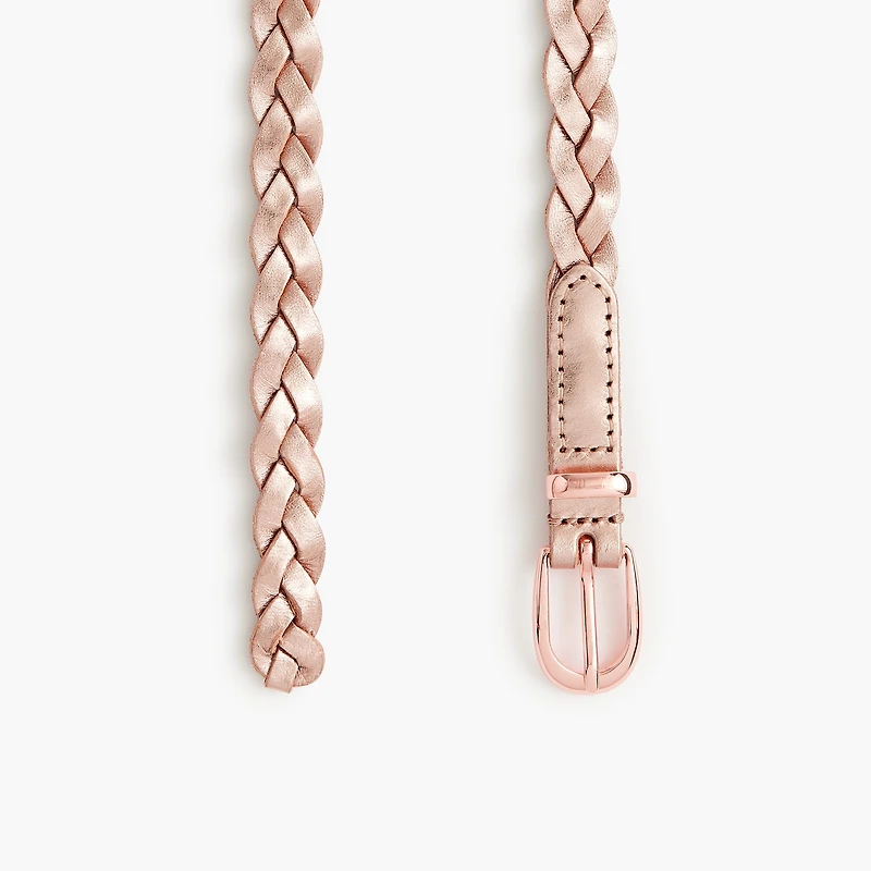 Girls' rose gold braided belt