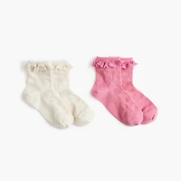Girls' lace-trim pointelle socks two-pack