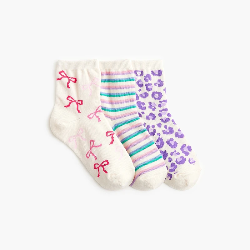 Girls' bows socks pack-of-three