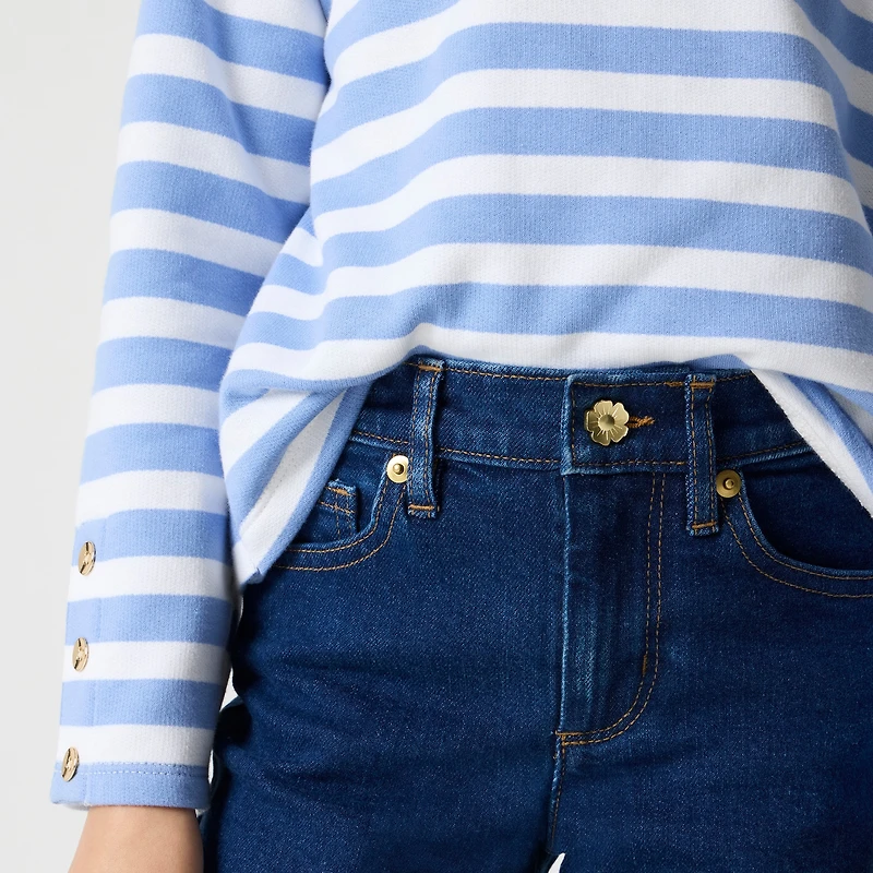 Girls' flower-button wide-leg jean