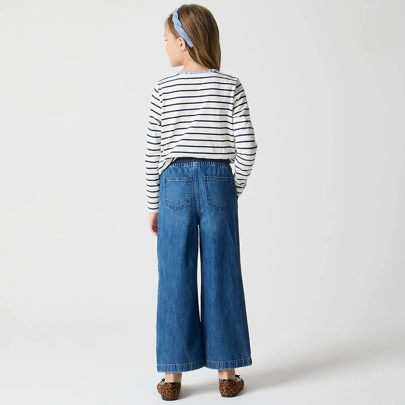 Girls' wide-leg drawstring jean
