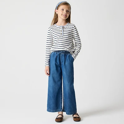 Girls' wide-leg drawstring jean
