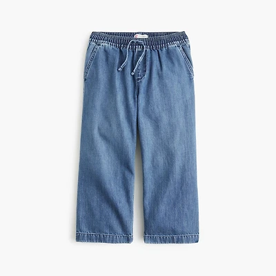 Girls' wide-leg drawstring jean