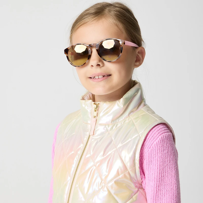 Girls' metallic quilted vest