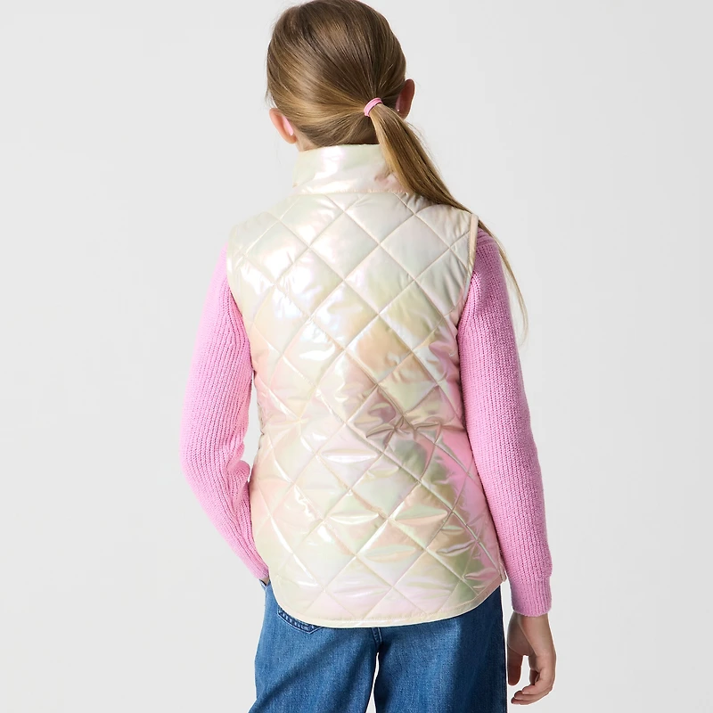 Girls' metallic quilted vest