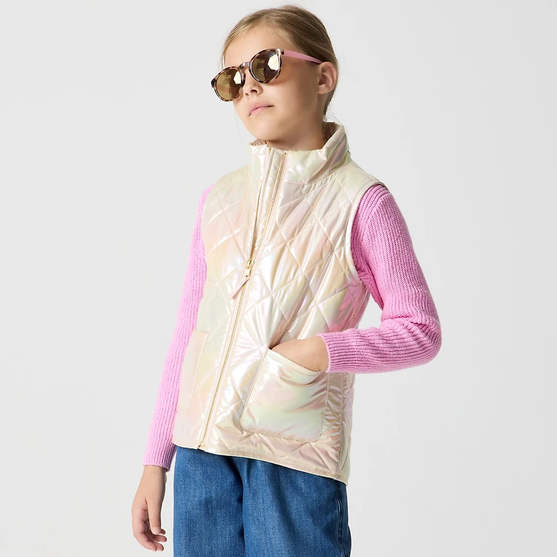 Girls' metallic quilted vest